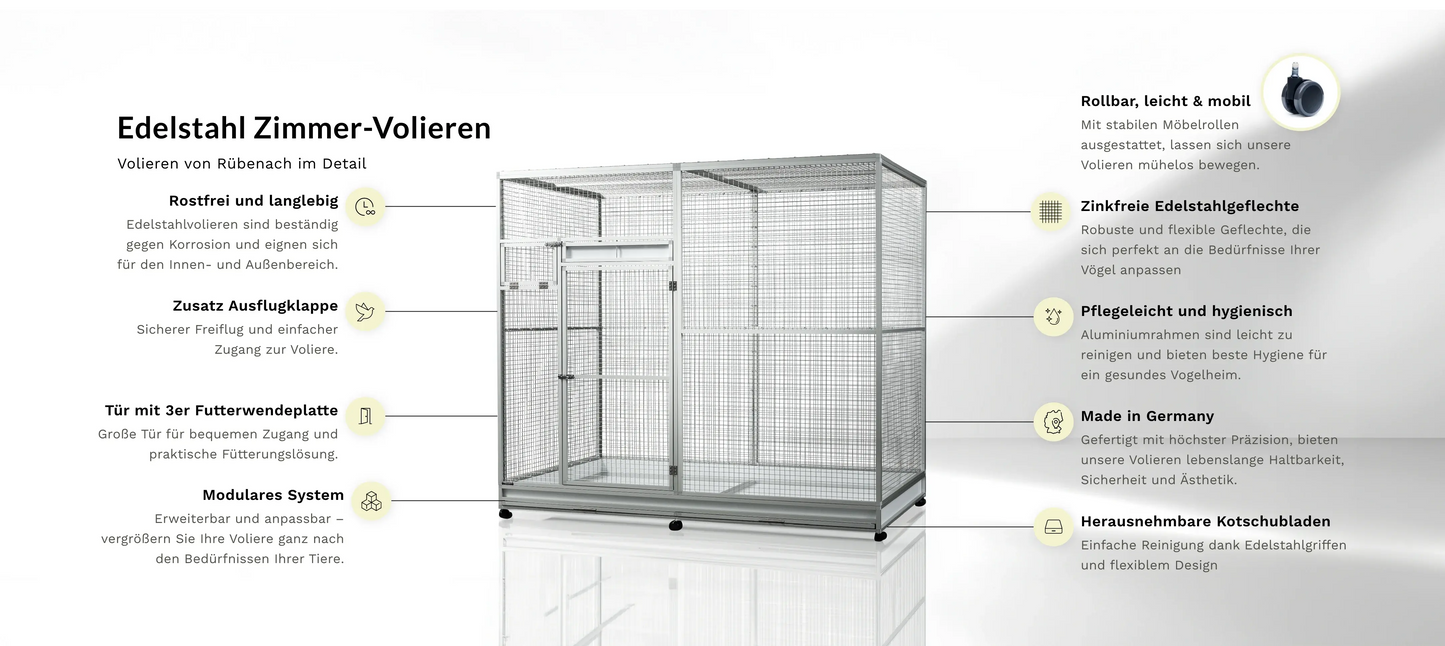 Edelstahl Zimmervoliere (Anthrazit beschichtet)