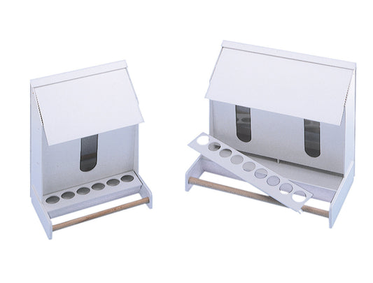 Futterautomat-Kunststoff Sittiche - weiß 30 cm - 2 Fächer, 2,4kg Füllmenge
