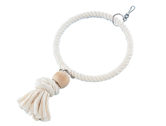 Cage Toy, Baumwollring mit Holzklotz - weiß groß; 24/36 cm