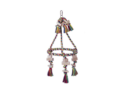 Cage Toy, Pyramide Baumwolle mit Holzblöcken - bunt Ø 30 cm; 59 cm