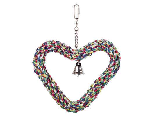 Cage Toy, Herz Baumwolle flexibel mit Glocke - bunt 27 x 21 cm