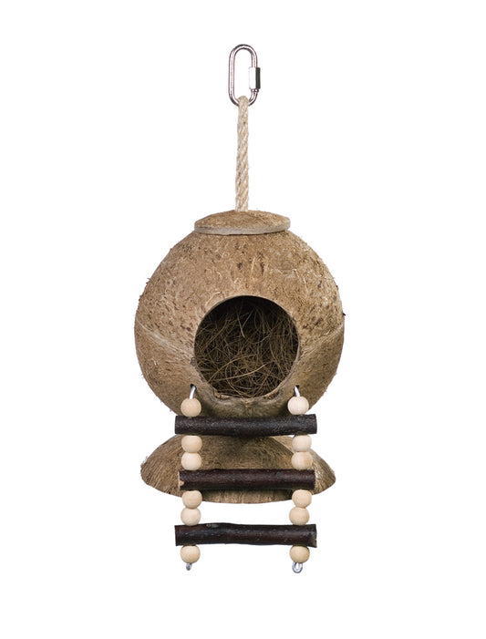 Kokosnuss-Haus mit Leiter - 31 x 11,5 cm