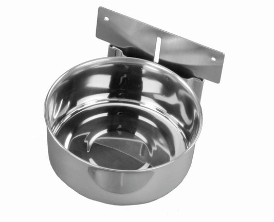 Edelstahlnapf mit Befestigung - Platte; 12,5 cm 0,60 ltr